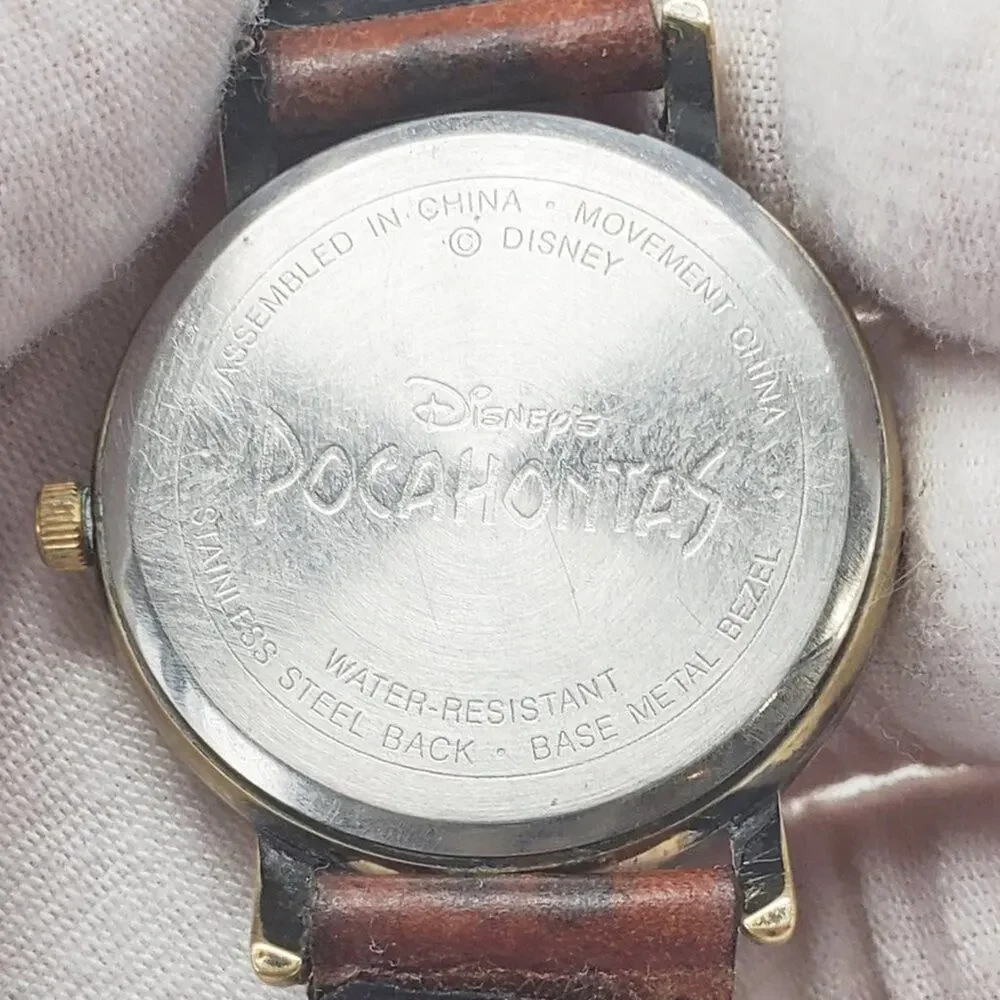 Disney X Timex Pocahontas Brass w Moving Leaves, Brown Band Watch
